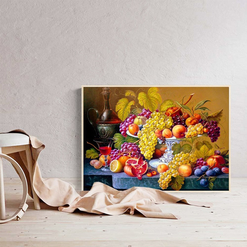 Full Square Glass Picture, Fruit Diamond Embroidery, Kitchen Wall Decor, Rhinestone Mosaic Picture PearlNestDecor.com