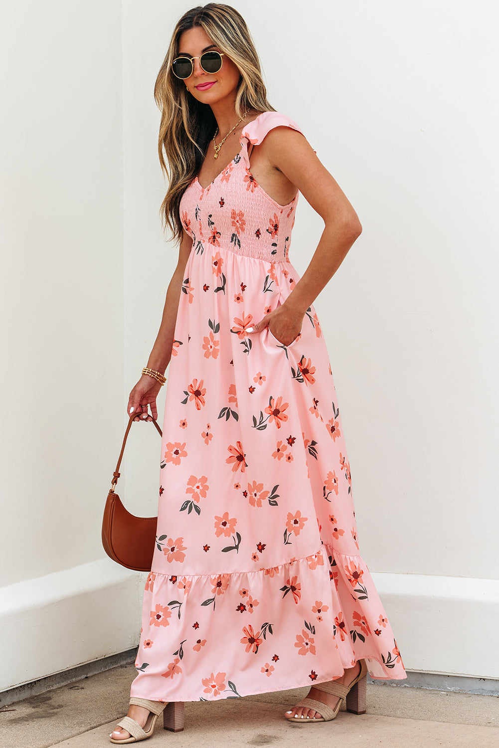 Clare Floral High Waist Ruffle Hem Long Dress LuxuryLifeWay Online Store