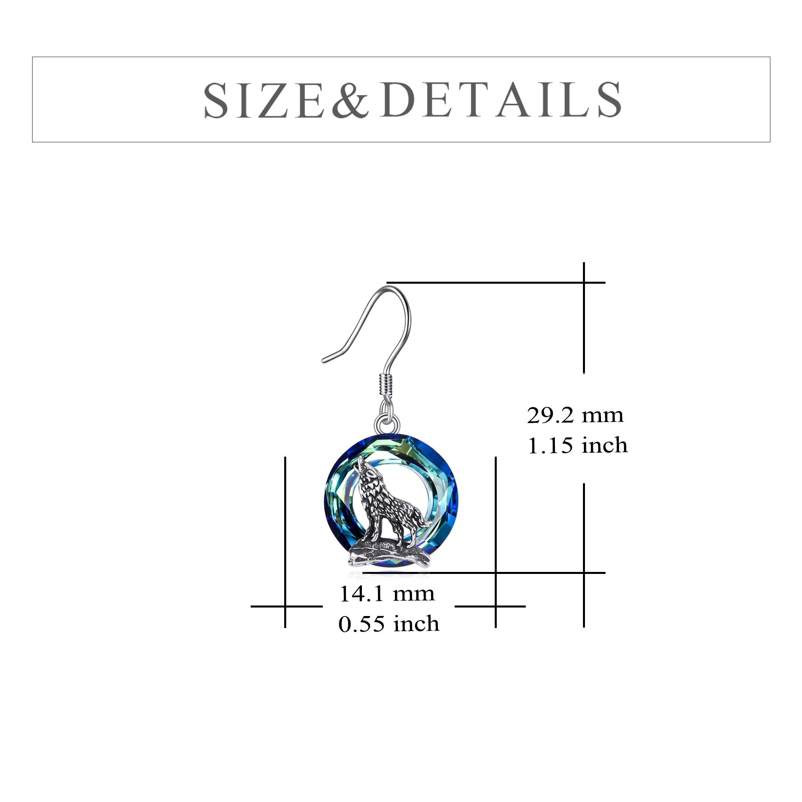 Sterling Silver Viking Wolf Earrings Necklace Jewelry with Crystal LadyShow.Store