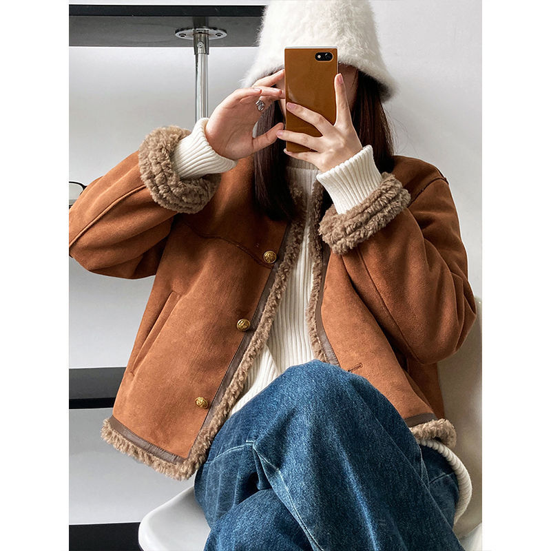 Idle Style Lamb Plush Coat Women's Winter Fur Jacket Thick CJD