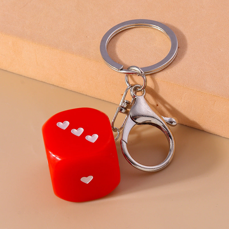 Love Dice Keychain Creative Design Oil Dripping Alloy Handmade Pendant Accessories LadyShow.Store