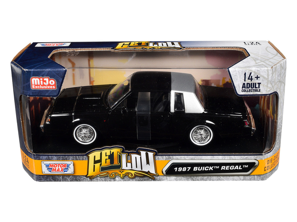 1987 Buick Regal Lowrider Black with Silver Half Top "Get Low" Series 1/24 Diecast Model Car by Motormax LuxuryLifeWay Online Store