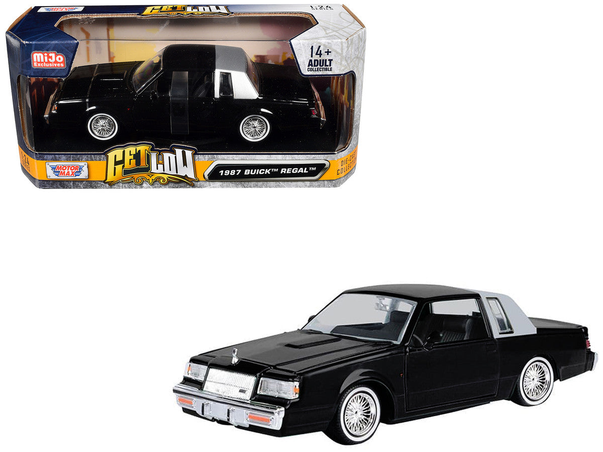 1987 Buick Regal Lowrider Black with Silver Half Top "Get Low" Series 1/24 Diecast Model Car by Motormax LuxuryLifeWay Online Store