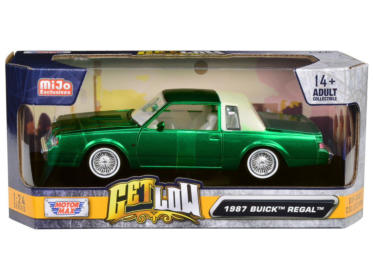 1987 Buick Regal Green Metallic with White Interior "Get Low" Series 1/24 Diecast Model Car by Motormax LuxuryLifeWay Online Store