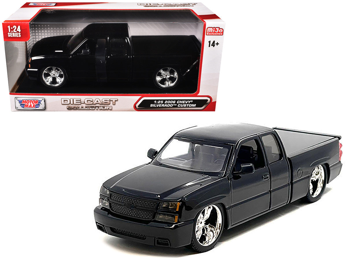 2006 Chevrolet Silverado Custom Pickup Truck Black "Die-Cast Collection" Series 1/25 Diecast Model Car by Motormax LuxuryLifeWay Online Store