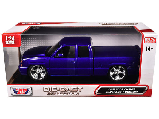2006 Chevrolet Silverado Custom Pickup Truck Blue Metallic "Die-Cast Collection" Series 1/25 Diecast Model Car by Motormax LuxuryLifeWay Online Store