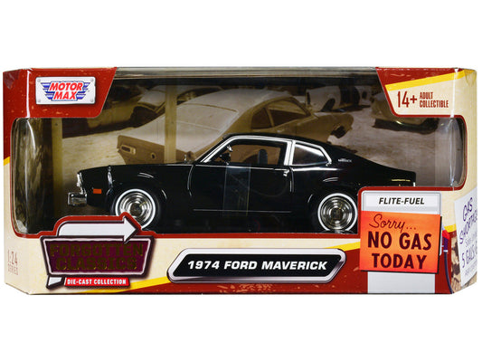 1974 Ford Maverick Black "Forgotten Classics" Series 1/24 Diecast Model Car by Motormax LuxuryLifeWay Online Store