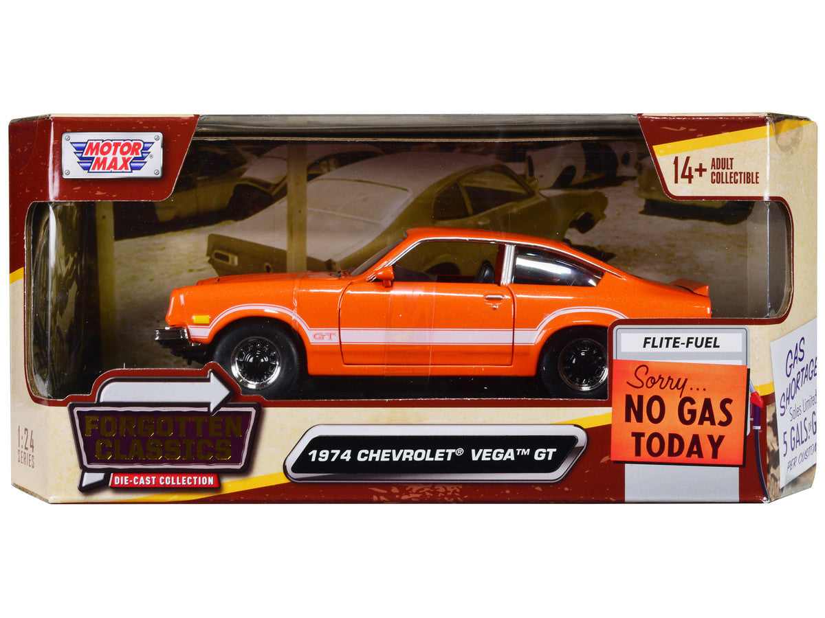 1974 Chevrolet Vega GT Orange Metallic with White Stripes "Forgotten Classics" Series 1/24 Diecast Model Car by Motormax LuxuryLifeWay Online Store