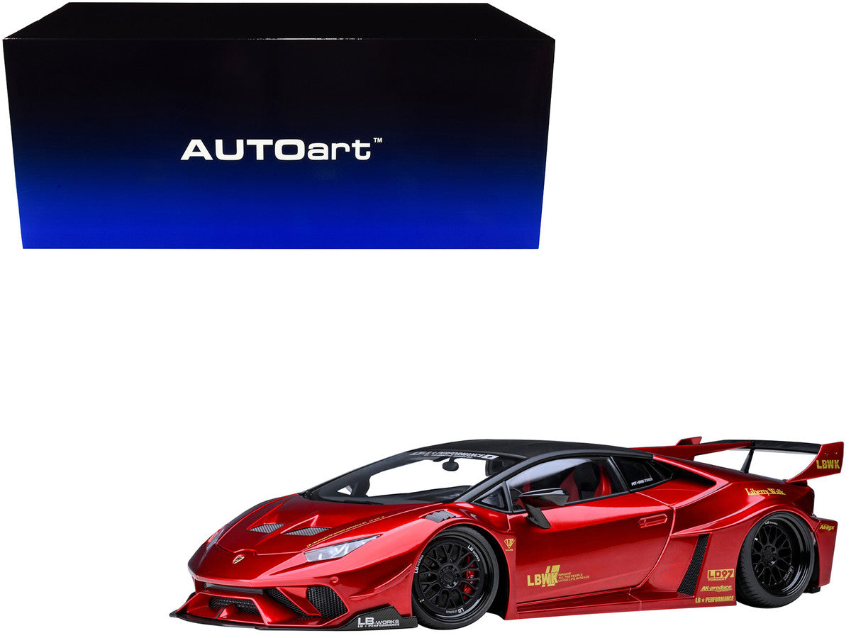 Lamborghini Huracan GT "LB-Silhouette Works" Hyper Red Metallic with Black Top 1/18 Model Car by Autoart LuxuryLifeWay Online Store