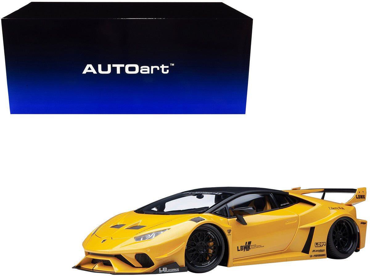 Lamborghini Huracan GT "LB-Silhouette Works" Yellow Metallic with Black Top 1/18 Model Car by Autoart LuxuryLifeWay Online Store