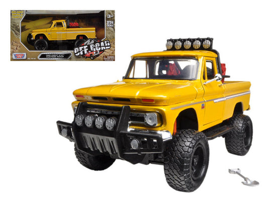 1966 Chevrolet C10 Fleetside Pickup Truck Off Road Yellow 1/24 Diecast Model by Motormax LuxuryLifeWay Online Store
