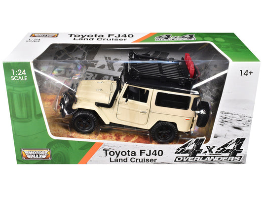 Toyota FJ40 Land Cruiser Beige "4x4 Overlanders" Series 1/24 Diecast Model Car by Motormax LuxuryLifeWay Online Store