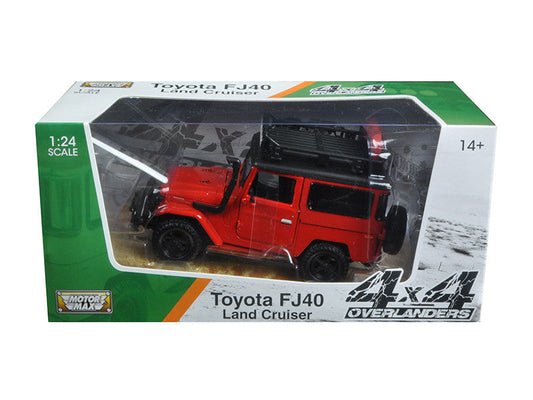 Toyota FJ40 Land Cruiser Red "4x4 Overlanders" Series 1/24 Diecast Model Car by Motormax LuxuryLifeWay Online Store