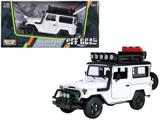 Toyota FJ40 Land Cruiser White "4x4 Overlanders" Series 1/24 Diecast Model Car by Motormax LuxuryLifeWay Online Store