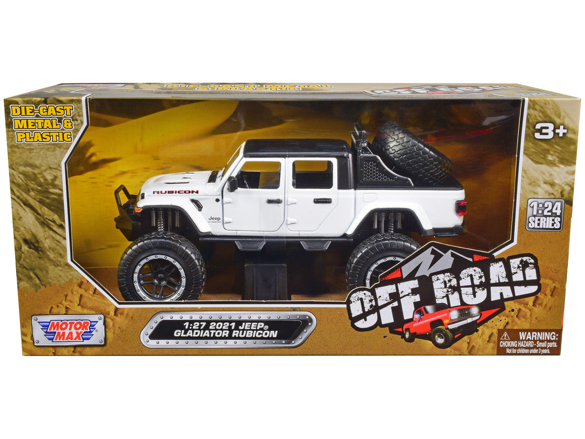 2021 Jeep Gladiator Rubicon Off-Road Pickup Truck White with Black Top "Off Road" Series 1/27 Diecast Model Car by Motormax LuxuryLifeWay Online Store