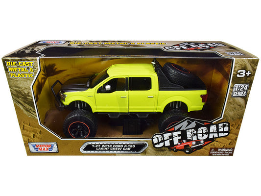 2019 Ford F-150 Lariat Crew Cab Pickup Truck Off Road Bright Green 1/27 Diecast Model Car by Motormax LuxuryLifeWay Online Store
