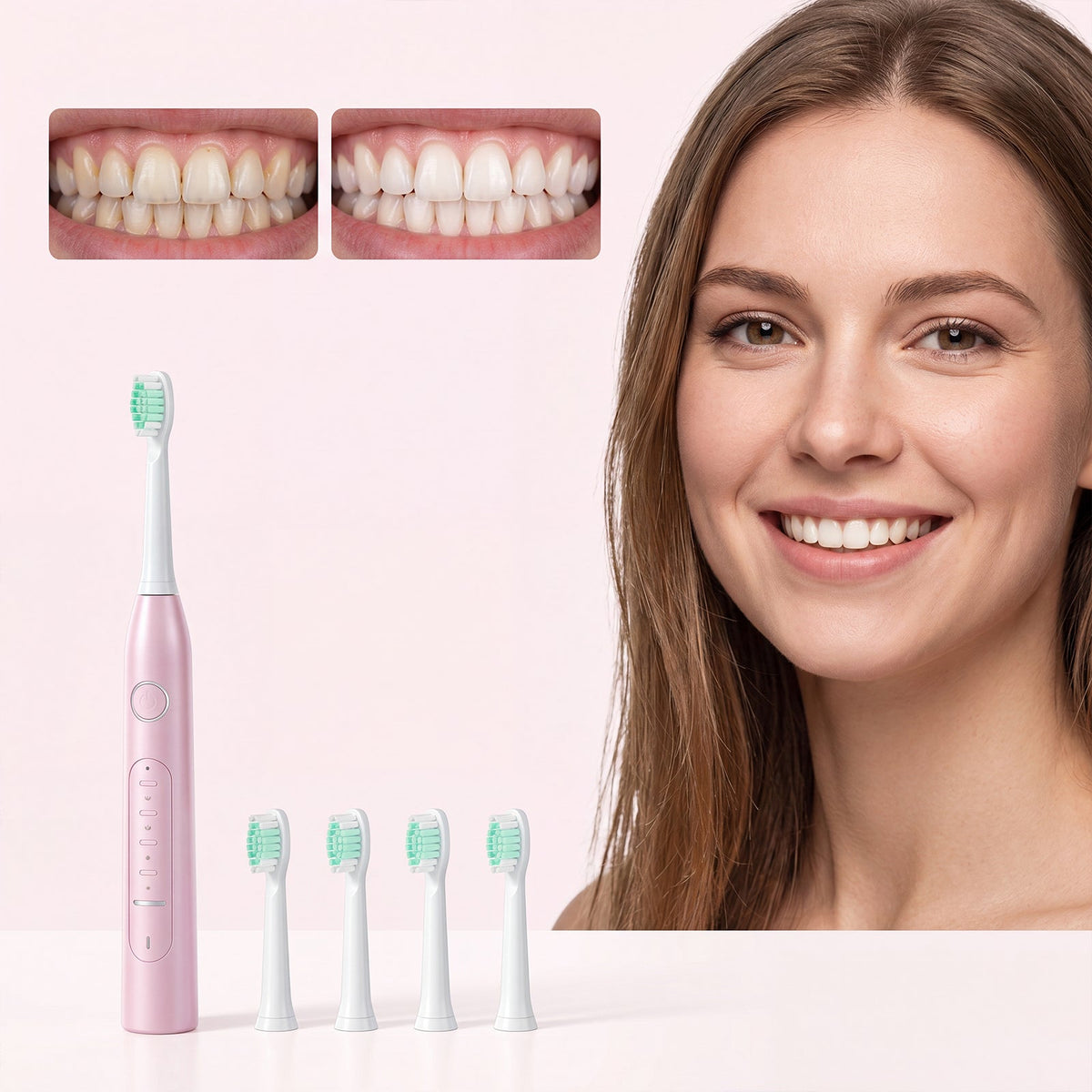 CH-926 Electric Toothbrush With 2 Brush Heads Tri Light Beauty