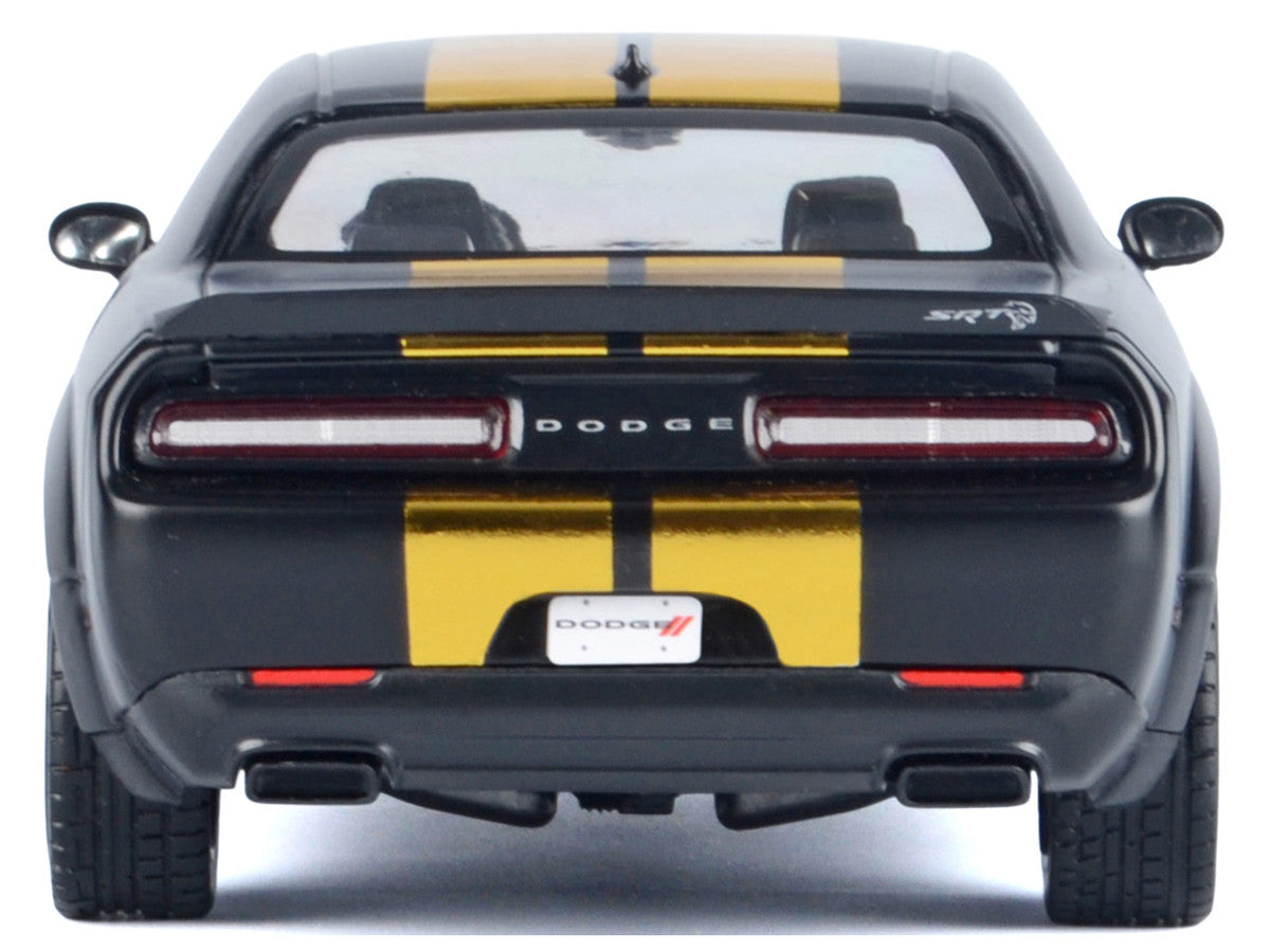 2018 Dodge Challenger SRT Hellcat Widebody Matt Black with Gold Stripes and Graphics "Midnight Eclipse" Series 1/24 Diecast Model Car by Motormax LuxuryLifeWay Online Store