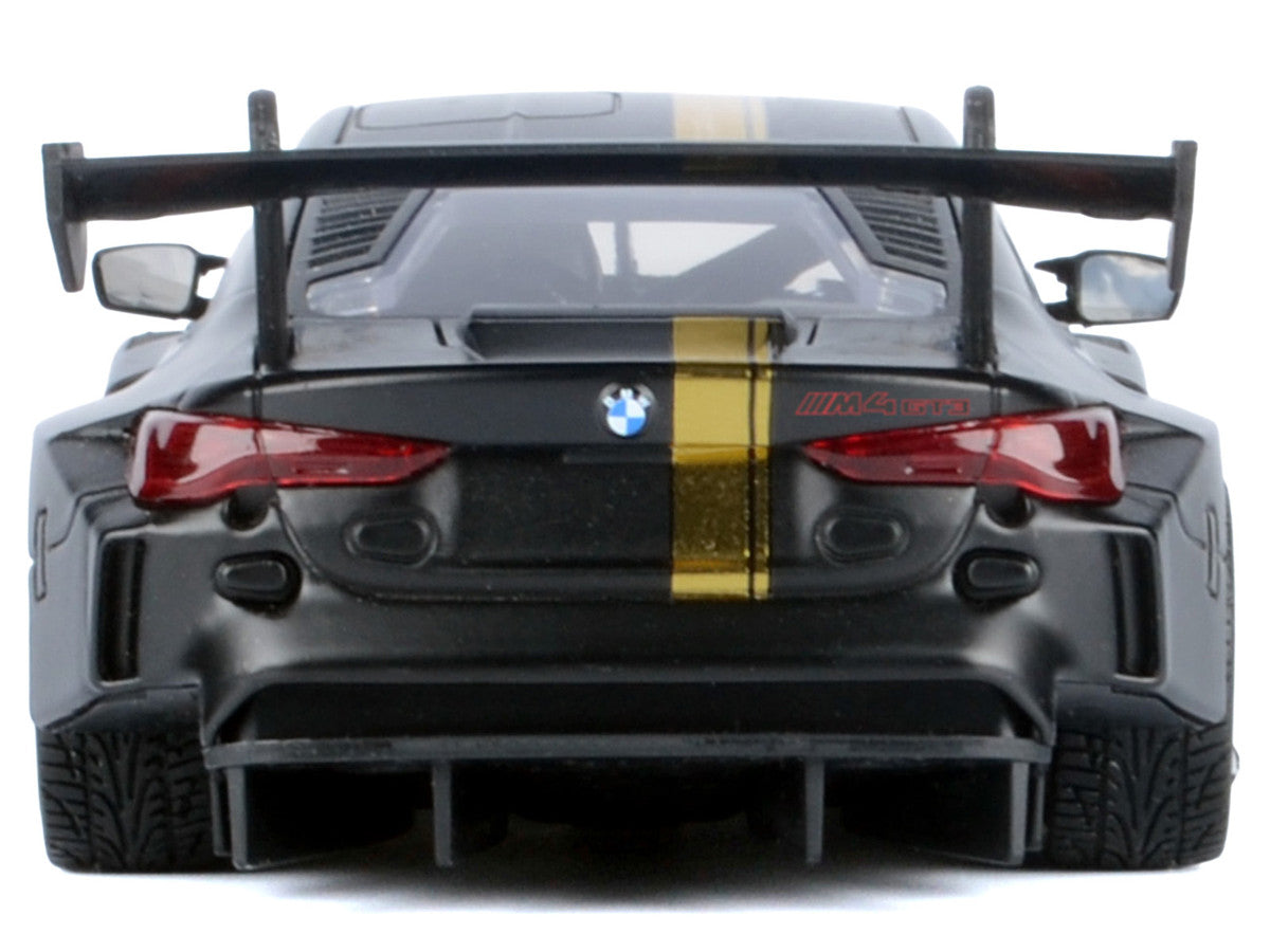 BMW M4 GT3 Matt Black with Gold Stripes "Midnight Eclipse" Series 1/24 Diecast Model Car by Motormax LuxuryLifeWay Online Store