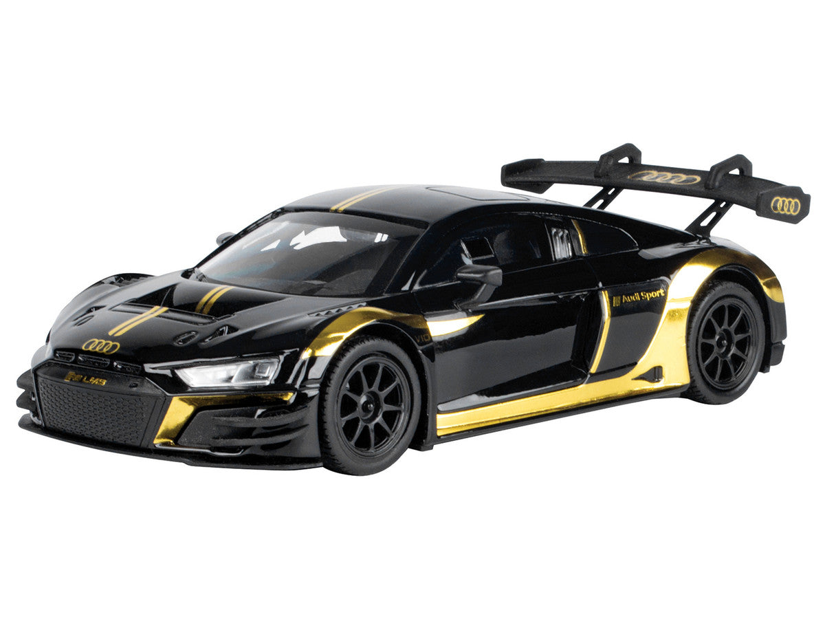 Audi R8 LMS GT3 Black with Gold Stripes and Graphics "Midnight Eclipse" Series 1/24 Diecast Model Car by Motormax LuxuryLifeWay Online Store