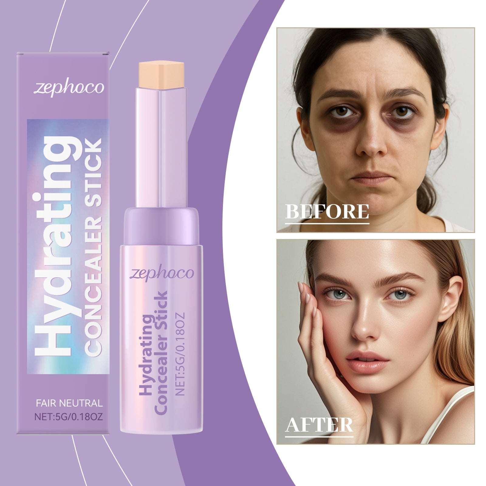 Contour And Concealer Stick Ivory White Tri Light Beauty