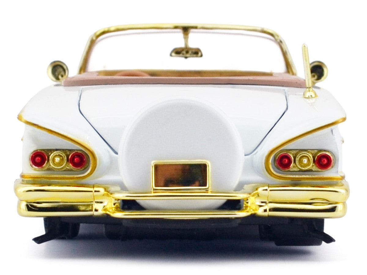 1958 Chevrolet Impala White Metallic with Gold Accents "Luxe Legends" Series 1/24 Diecast Model Car by Motormax LuxuryLifeWay Online Store