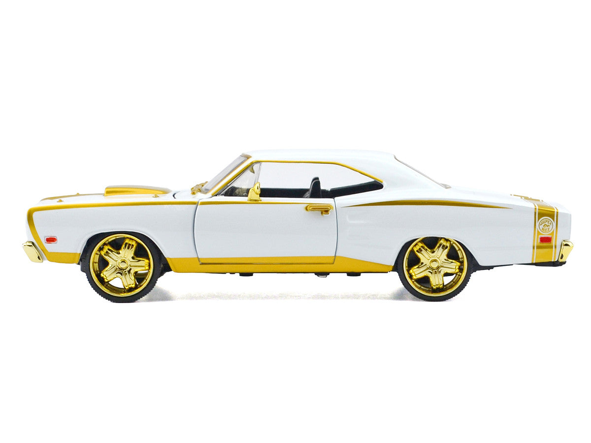 1969 Dodge Coronet Super Bee White Metallic with Gold Accents "Luxe Legends" Series 1/24 Diecast Model Car by Motormax LuxuryLifeWay Online Store