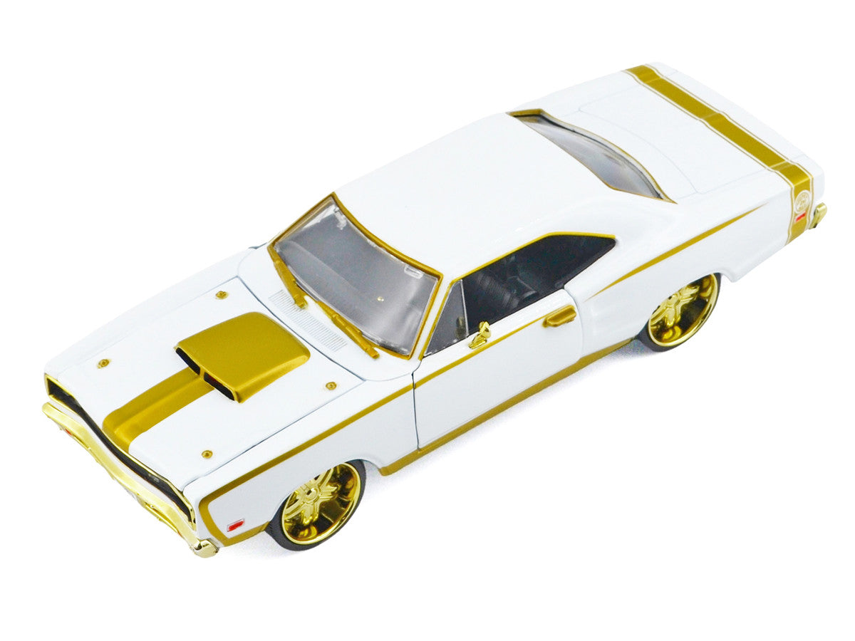 1969 Dodge Coronet Super Bee White Metallic with Gold Accents "Luxe Legends" Series 1/24 Diecast Model Car by Motormax LuxuryLifeWay Online Store