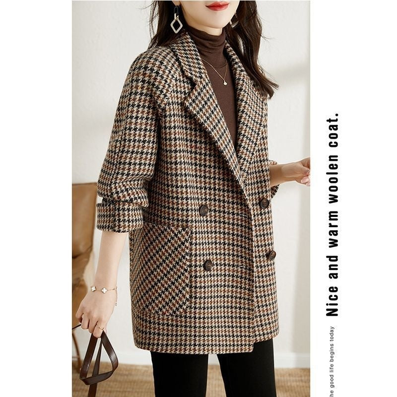 Houndstooth Woolen Overcoat NorixaFashion.com