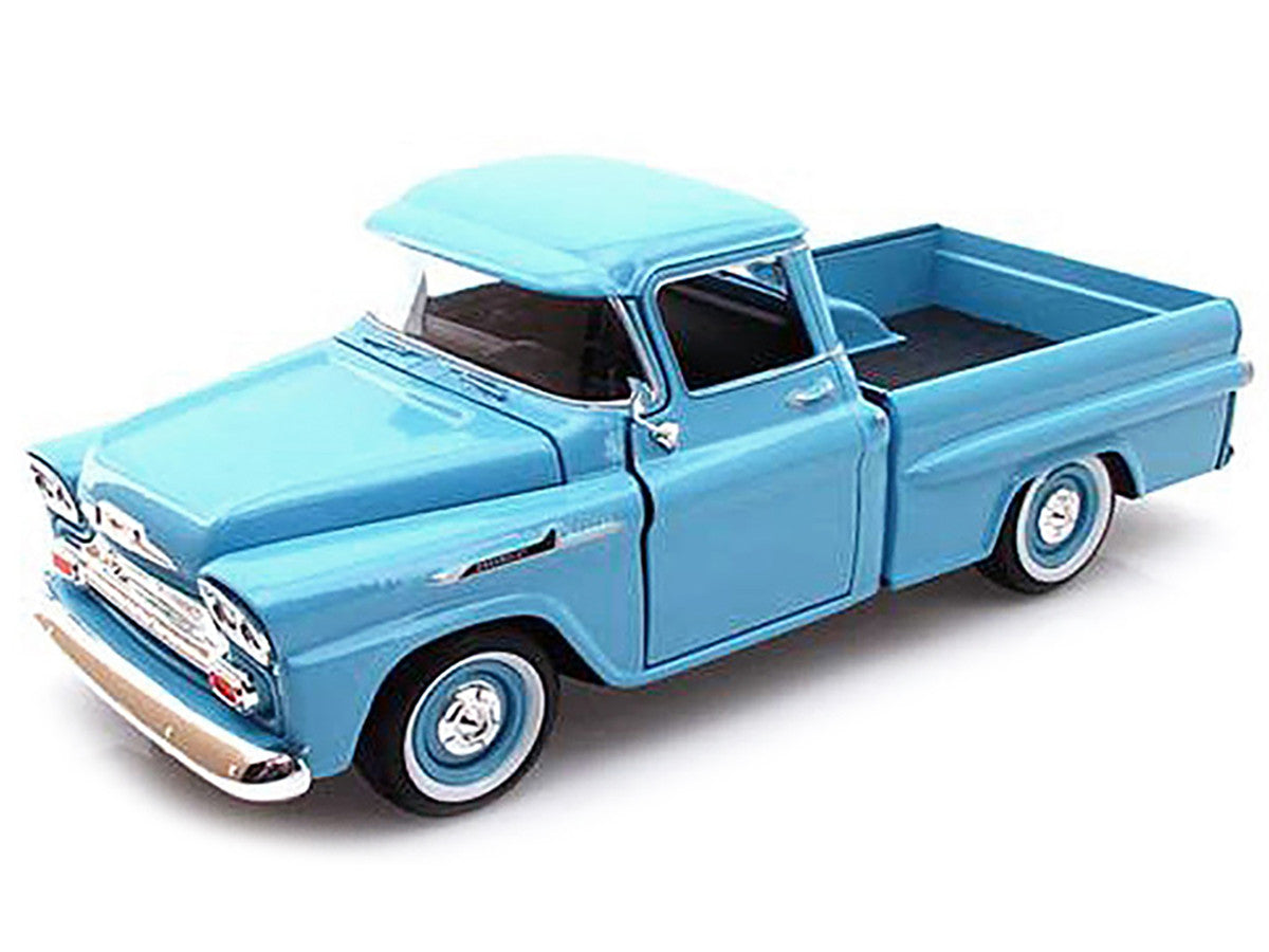 1958 Chevrolet Apache Fleetside Pickup Truck Light Blue 1/24 Diecast Model Car by Motormax LuxuryLifeWay Online Store