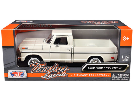 1969 Ford F-100 Pickup Truck Cream "Timeless Legends" Series 1/24 Diecast Model Car by Motormax LuxuryLifeWay Online Store