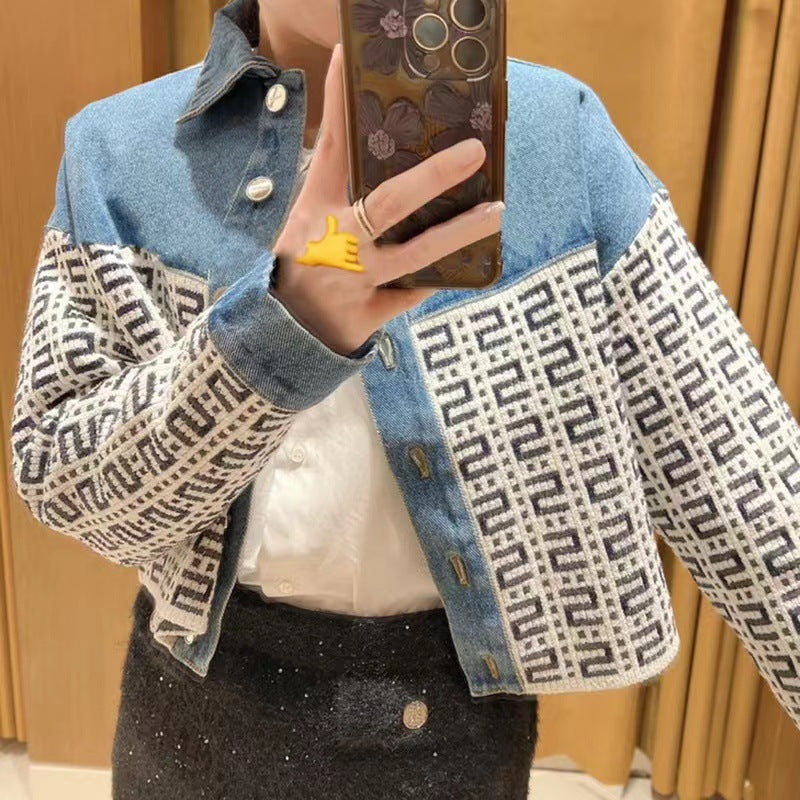 Loose Checkered Top and Fringe Jacket for Women Pi-Mart