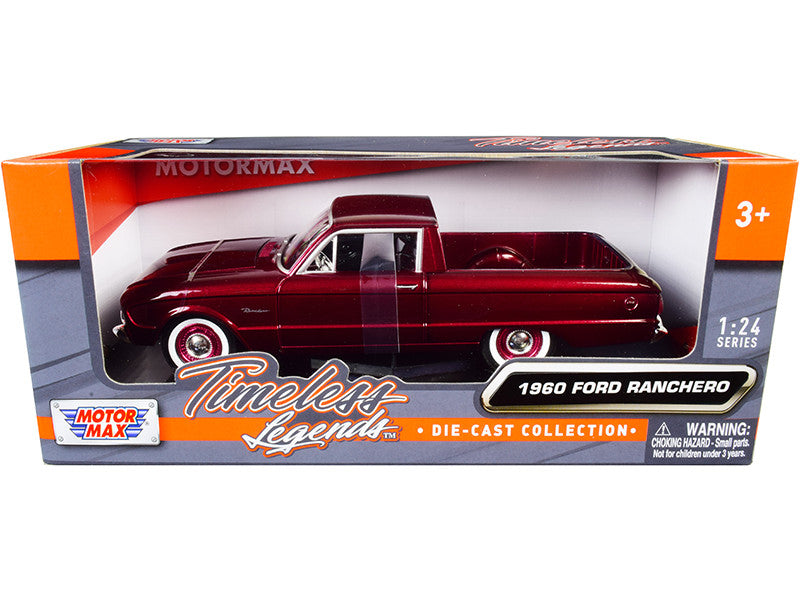 1960 Ford Ranchero Pickup Burgundy Metallic 1/24 Diecast Model Car by Motormax LuxuryLifeWay Online Store