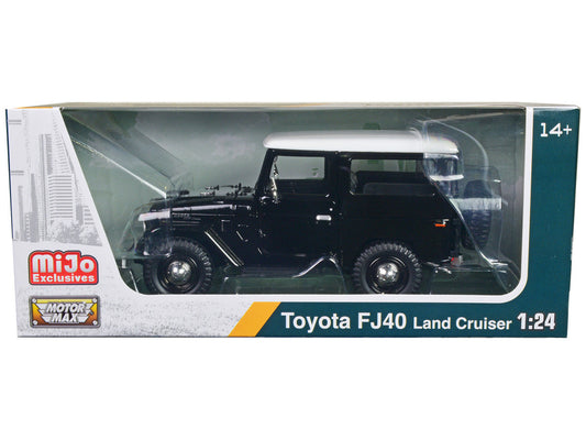 Toyota FJ40 Land Cruiser Black with White Top 1/24 Diecast Model Car by Motormax LuxuryLifeWay Online Store