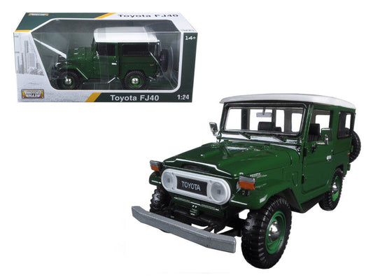 Toyota FJ40 Dark Green with White Top 1/24 Diecast Model Car by Motormax LuxuryLifeWay Online Store