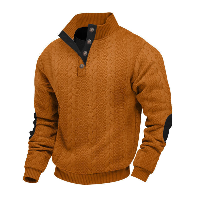 Stand Collar Long Sleeve Jacquard Knitted Pullover Sweater LadyShow.Store