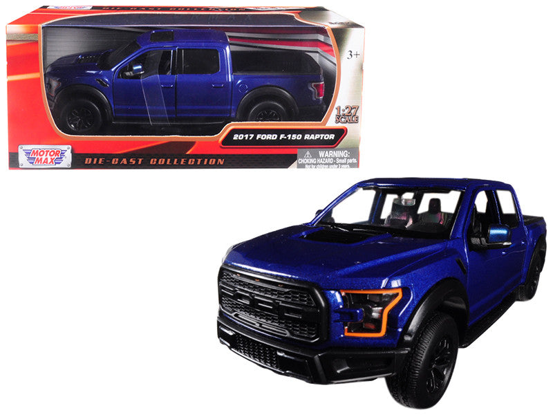 2017 Ford F-150 Raptor Pickup Truck Blue with Black Wheels 1/27 Diecast Model Car by Motormax LuxuryLifeWay Online Store
