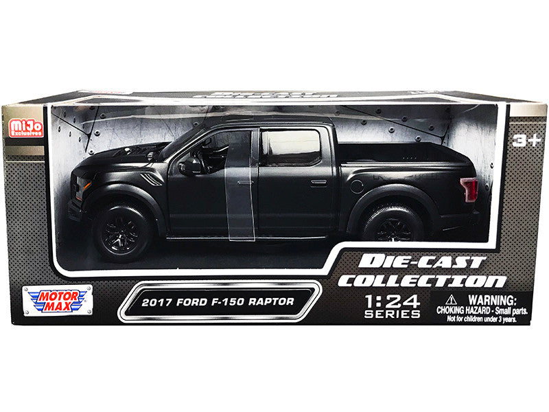 2017 Ford F-150 Raptor Pickup Truck with Sunroof Matt Black "Die-Cast Collection" Series 1/24 Diecast Model Car by Motormax LuxuryLifeWay Online Store
