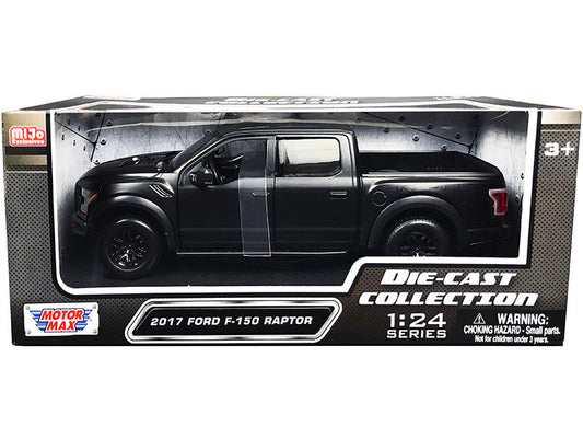 2017 Ford F-150 Raptor Pickup Truck with Sunroof Matt Black "Die-Cast Collection" Series 1/24 Diecast Model Car by Motormax LuxuryLifeWay Online Store