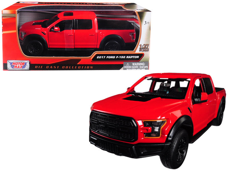 2017 Ford F-150 Raptor Pickup Truck Red with Black Wheels 1/27 Diecast Model Car by Motormax LuxuryLifeWay Online Store
