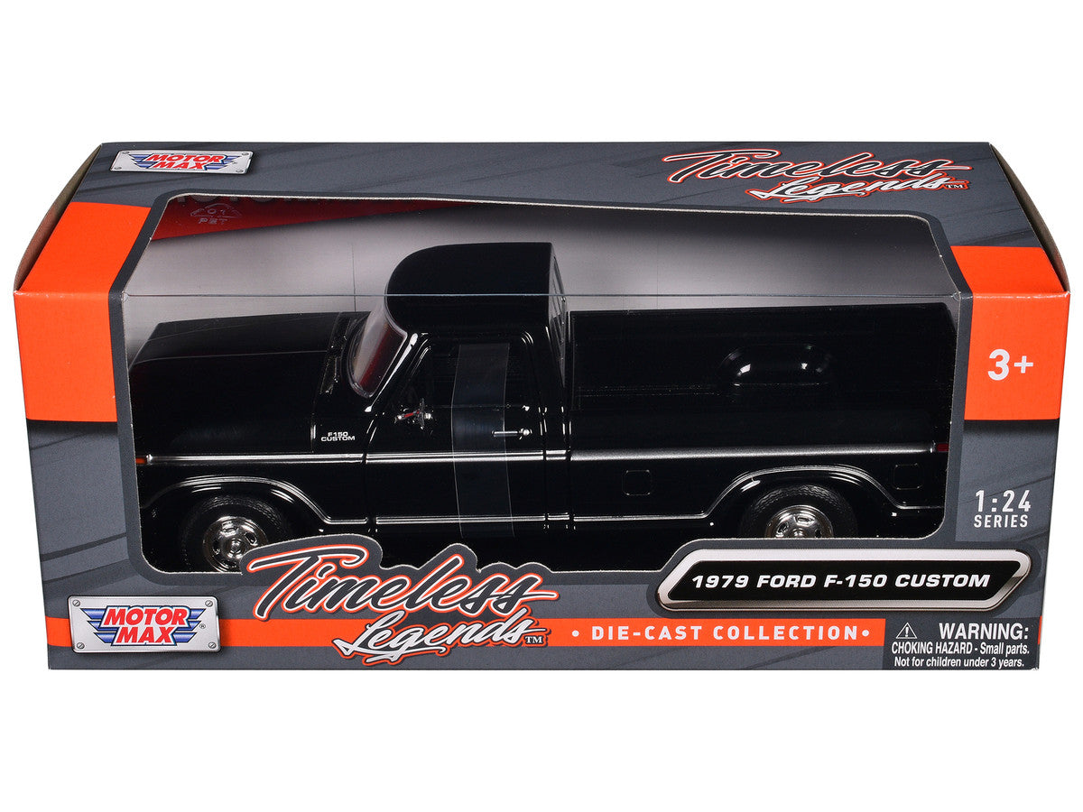 1979 Ford F-150 Custom Pickup Truck Black "Timeless Legends" Series 1/24 Diecast Model Car by Motormax LuxuryLifeWay Online Store