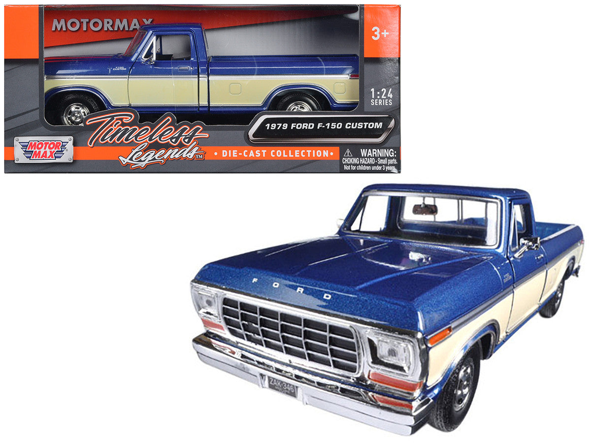 1979 Ford F-150 Pickup Truck 2 Tone Blue/Cream 1/24 Diecast Model Car by Motormax LuxuryLifeWay Online Store