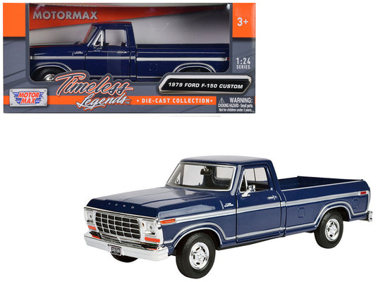 1979 Ford F-150 Pickup Truck Dark Blue 1/24 Diecast Model Car by Motormax LuxuryLifeWay Online Store