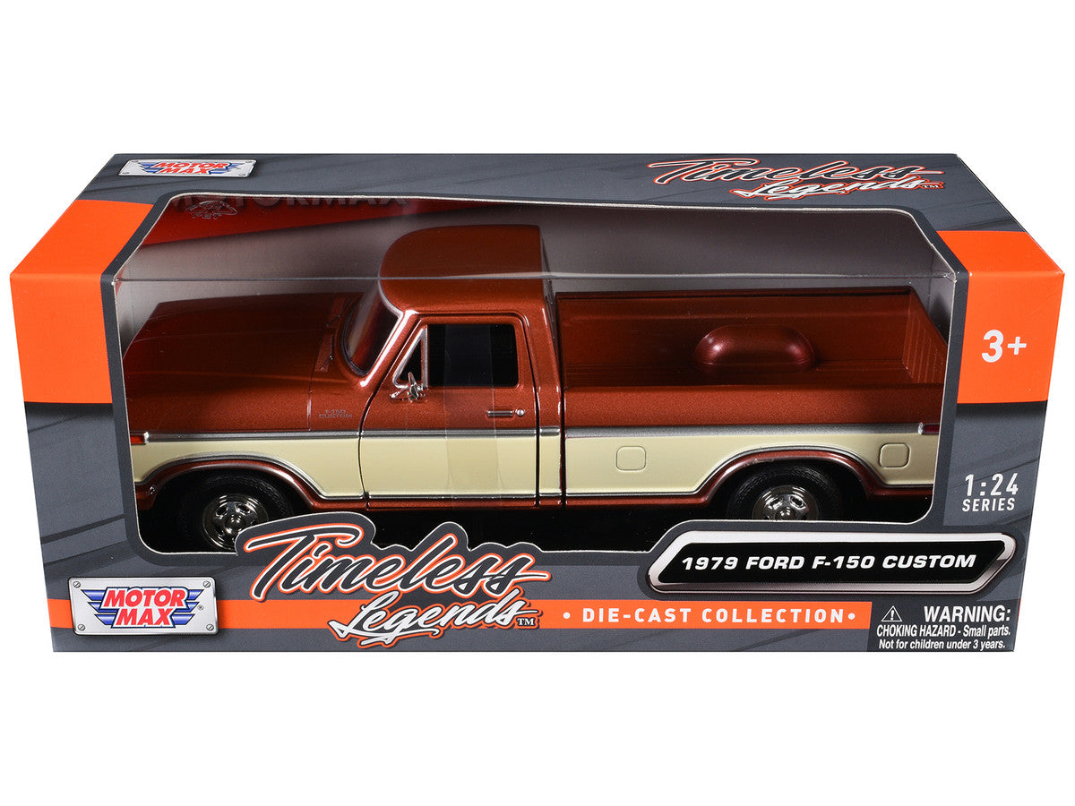 1979 Ford F-150 Custom Pickup Truck Brown Metallic and Cream "Timeless Legends" Series 1/24 Diecast Model Car by Motormax LuxuryLifeWay Online Store