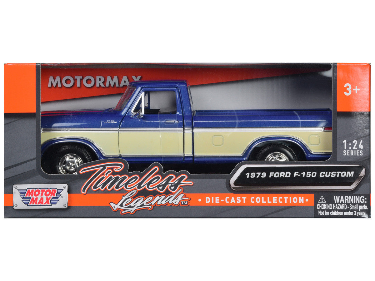1979 Ford F-150 Pickup Truck 2 Tone Blue/Cream 1/24 Diecast Model Car by Motormax LuxuryLifeWay Online Store