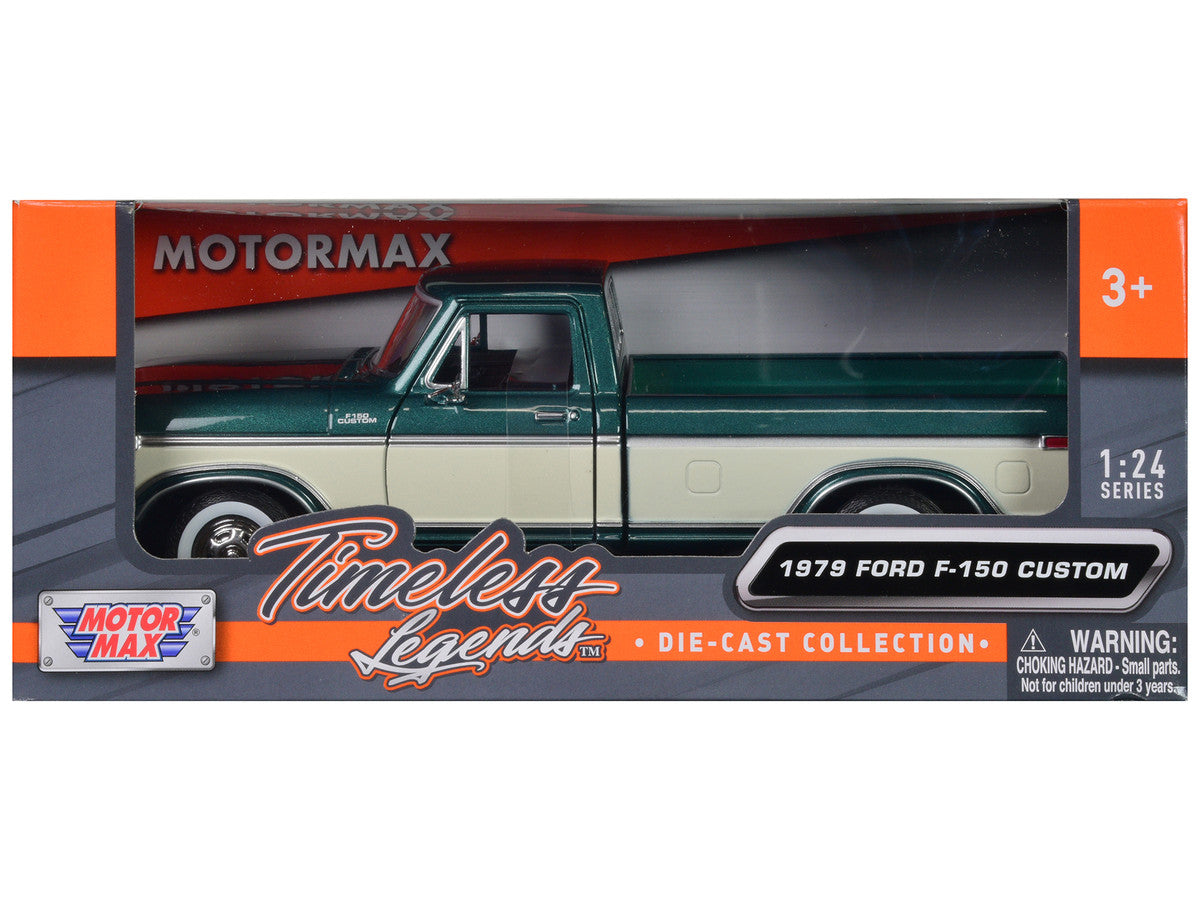 1979 Ford F-150 Pickup Truck Green Metallic and Cream 1/24 Diecast Model Car by Motormax LuxuryLifeWay Online Store