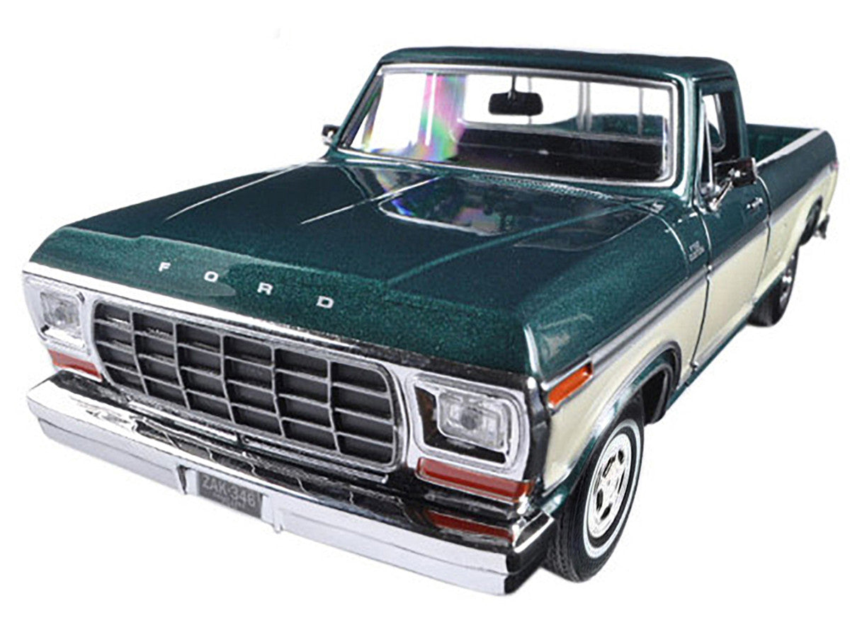 1979 Ford F-150 Pickup Truck Green Metallic and Cream 1/24 Diecast Model Car by Motormax LuxuryLifeWay Online Store