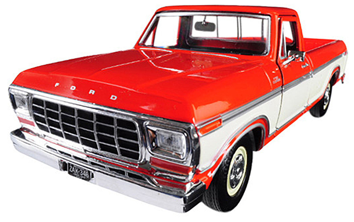 1979 Ford F-150 Custom Pickup Truck Orange and Cream 1/24 Diecast Model Car by Motormax LuxuryLifeWay Online Store