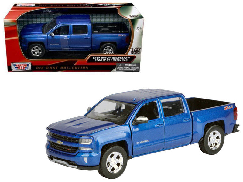 2017 Chevrolet Silverado 1500 LT Z71 Crew Cab Pickup Truck Blue 1/27 Diecast Model Car by Motormax LuxuryLifeWay Online Store
