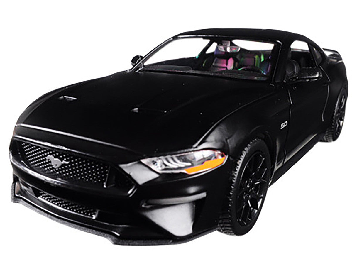2018 Ford Mustang GT 5.0 Matt Black with Black Wheels 1/24 Diecast Model Car by Motormax LuxuryLifeWay Online Store